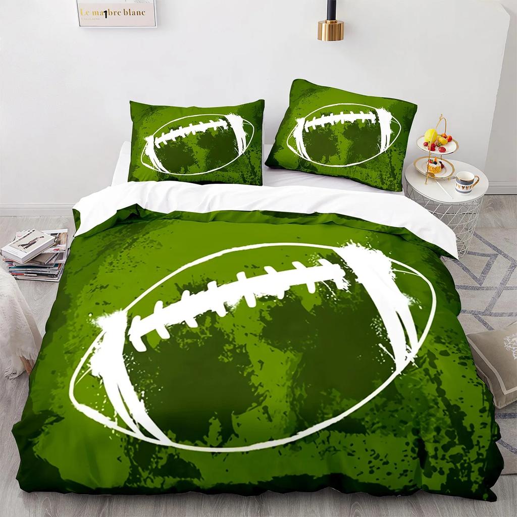 Premium Football Duvet Cover For Boys Girls Burning Football Microfiber Sports Games Theme Soft King Size Quilt Cover