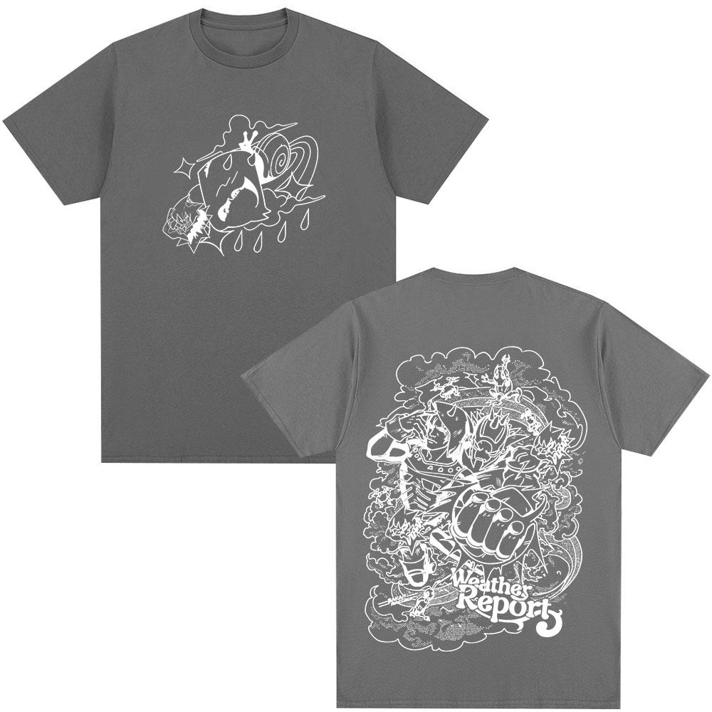 Anime Jojo Bizarre Adventure Weather Report T Shirts Men's Women Casual Cotton Short Sleeves Oversized T-shirts