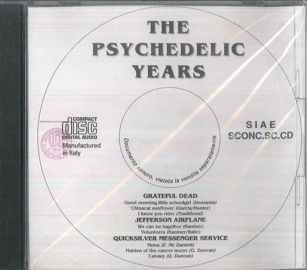 CD VARIOUS - The Psychedelic Years SCONCSCCD STAMPA ALTERNAT 1992 Italy Rock Used