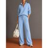 Women's Loose Knit Tracksuit Long Sleeve Half Zip Sweatshirt Drawstring Waist Wide Leg Pants