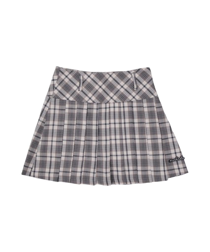Mongbirdy Golf Colette Check Pleated Skirt Grey