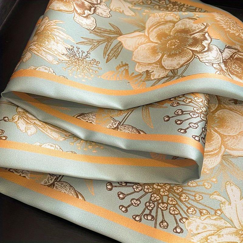 Elegant Flower Print Cross Tie Scarf Thin Slender Decorative Neck Scarf Women's Professional Matching Shirt Small Scarf