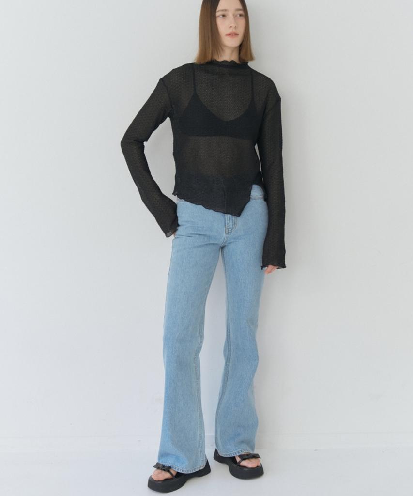 Okuka Slit Lace Top Black