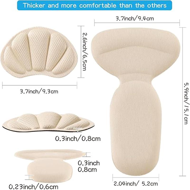 Klebe Fersenpolster Geeignet für zu große Schuhe, Übergröße Stiefel, Fersen-Grip-Einlagen Zur Verbesserung des Schuhsitzes, 4 Stück Beige+4 Stück Beige