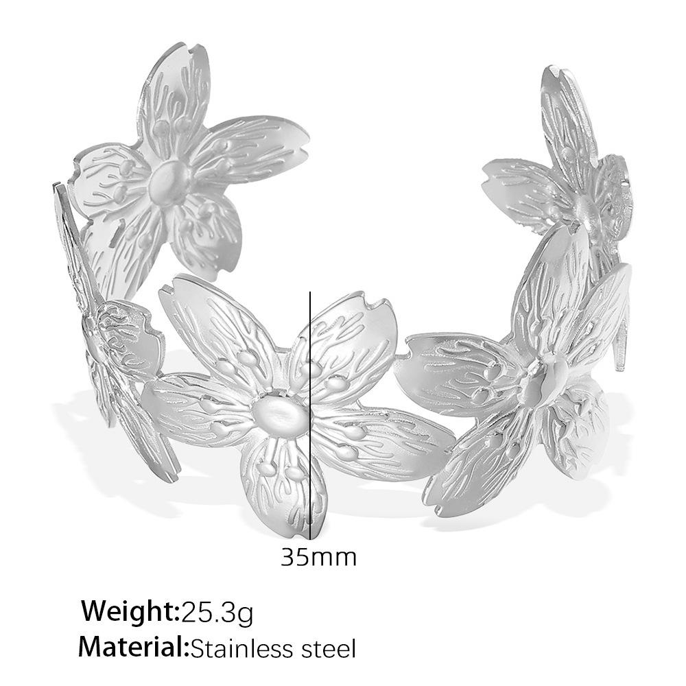 

Personalized exaggerated design flower starfish water drop opening bracelet female titanium steel bracelet female