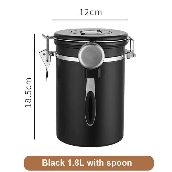 Stainless Steel Coffee Canister Coffee Bean Storage Airtight Containers with Date with Spoon Vent Valve Kitchen Food Storage Jar