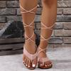 Cross-border Women's Flat Sandals: Ankle Strap, Toe Loop, Plus Size, Slip-on Slippers In European Style.
