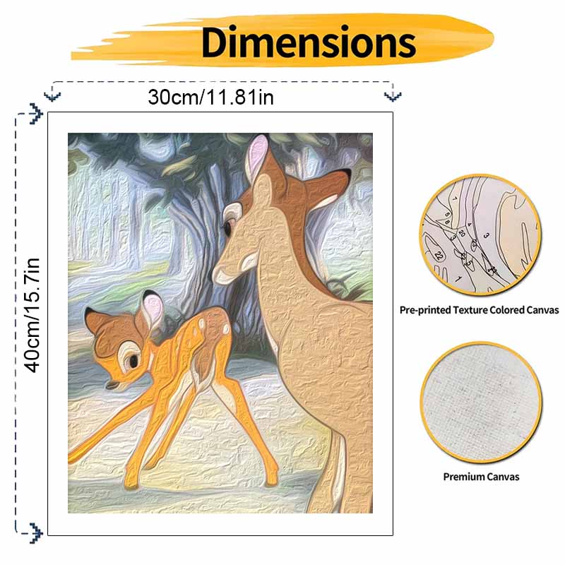 Disney Oil Painting Kit Digital Painting Art Bambi Forest Animal Scenery Handmade Diy Home Room Decorations