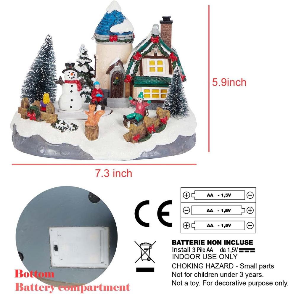 Christmas Village Set Accessories, Kids Playing Figurine, Collectible Building Scene Decoration, Home Fireplace, Holiday Decor