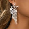 New trendy full diamond irregular tassel hollow star earrings, sweet and romantic cute earrings with accessories