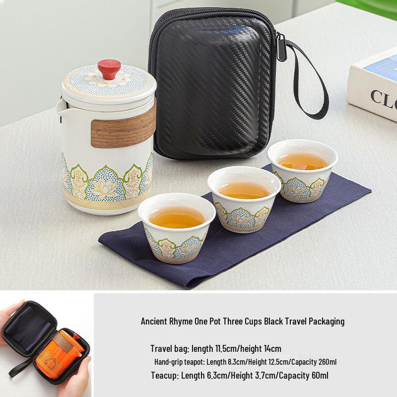 Ceramic Travel Tea Set with Tray - Portable Cup for Outdoor Anniversaries & Custom Souvenirs