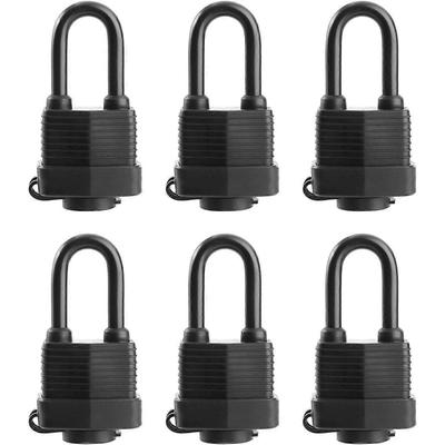 6 Pack Waterproof Padlocks Keyed Alike - Heavy Duty Laminated Steel Lock for