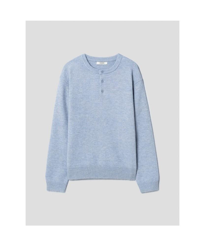 8SECONDS Wool Blend Henley Neck Knit Pullover Sky Blue