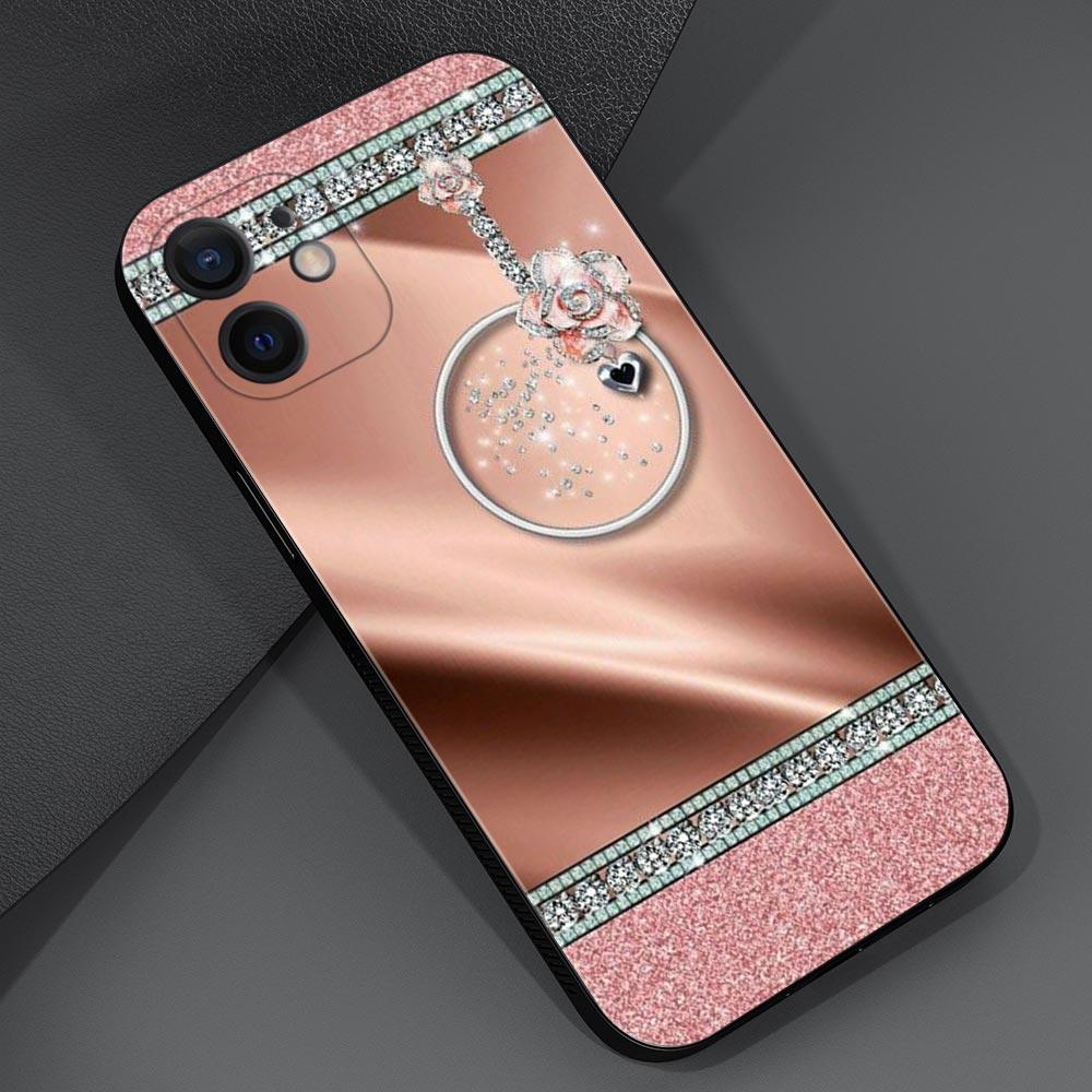 Rose Rosa Lila Bling Muster Telefon Fall Für Apple Iphone 14 13 12 11 Pro Max 13 12 Mini Xs Max xr X 7 8 Plus 6 6s Shell