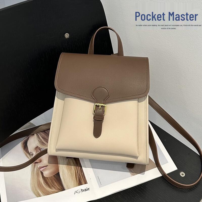 Douxiaozhu Genuine Leather Flap Backpack