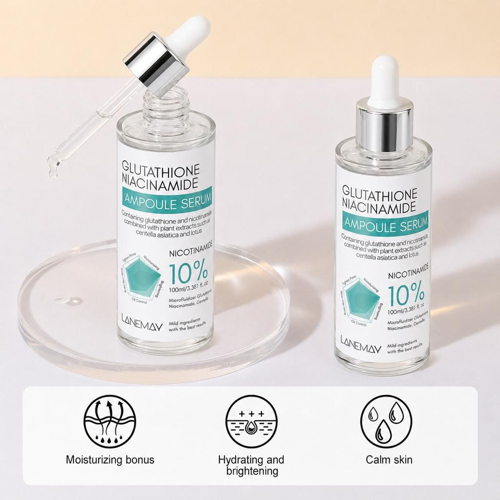 Glutathione & Niacinamide Brightening Face Serum, Whitening Moisturizer With Centella Asiatica Extra