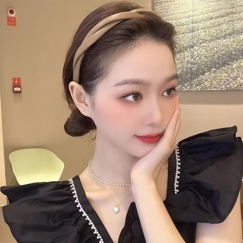 

Плетеные повязки на голову из искусственной кожи для женщин, простая витая повязка на голову, черная кофейно-бежевая повязка на голову, аксессуары для волос для девочек, головные уборы кофейный