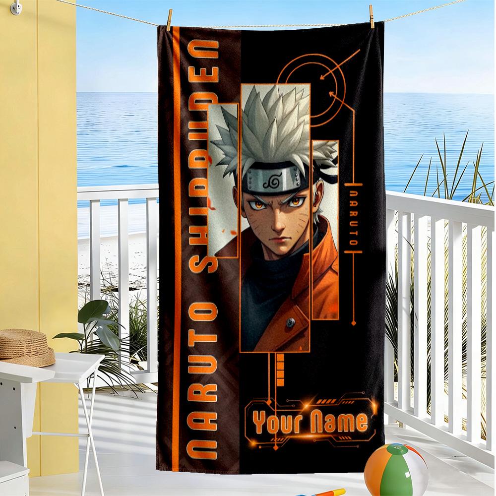 Naruto Character Customize Your Name Beach Towel High Absorbency & Quick-Dry Suitable for Sports Travel Swimming Yoga Bathroom Beach And Pool