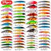Set di Esca Artificiale Minnow Rocciosa Mista 59 Pezzi, Attrezzatura da Pesca con Esca Artificiale in Plastica