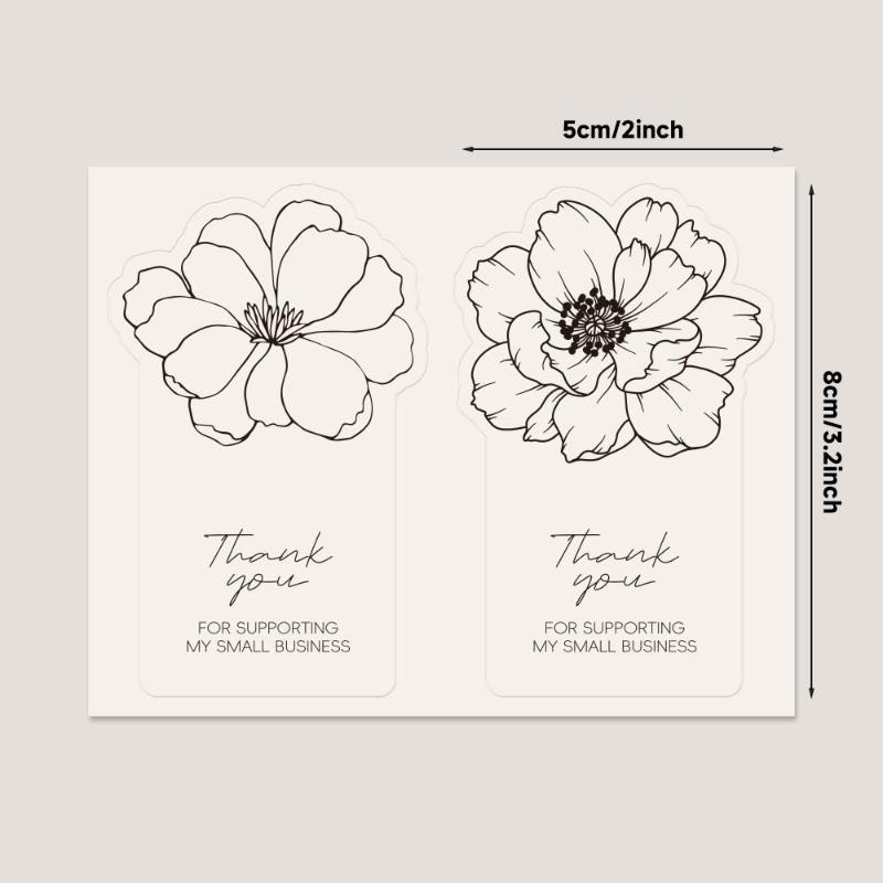 Irregular Flower Rectangular Stickers 50Pcs Removable Self-Adhesive Decals for Photo Album Decor Gift Box Sealing