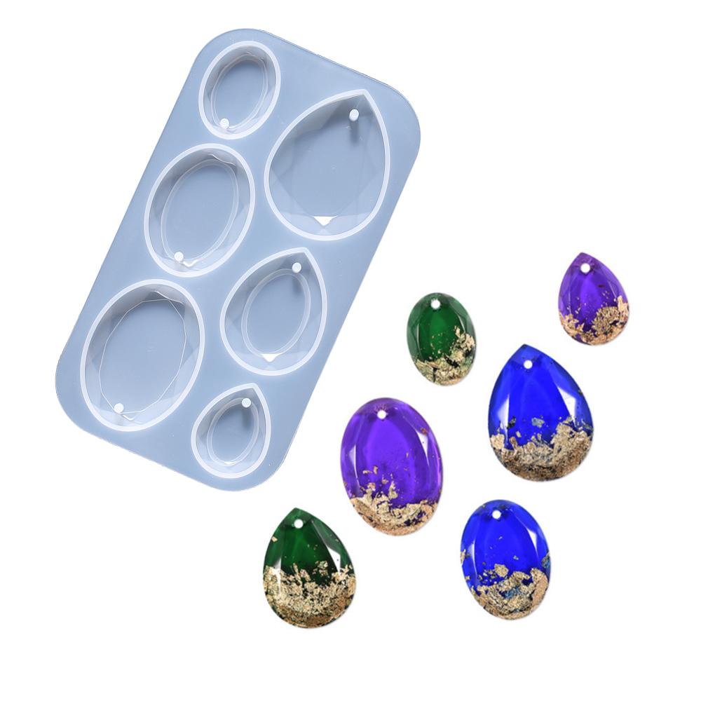 Faceted Oval Gem Shape Silicone Mold Waterdrop Pendants Epoxy Resin Mould for DIY Earring Necklace Keychain Pendant Crafts