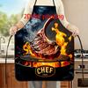 Grilled Steak Fire Apron BBQ Chef Kitchen Cooking Baking Gift For Men Grill Master Chef Wear Realistic Meat Design Flat