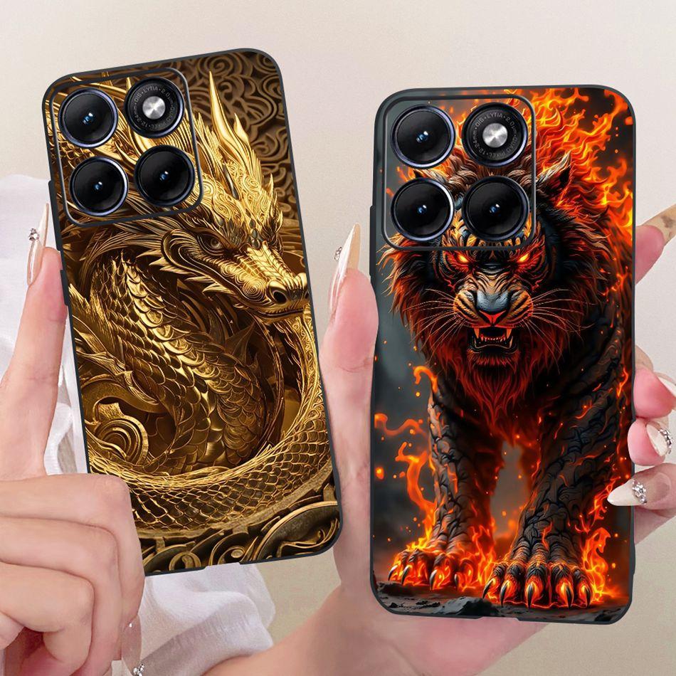 For Motorola Edge 70 Fusion Cool Dragon Tiger Pattern Phone Case For Motorola Edge70 Fusion 5G XT2605 Black Silicone Soft Bumper