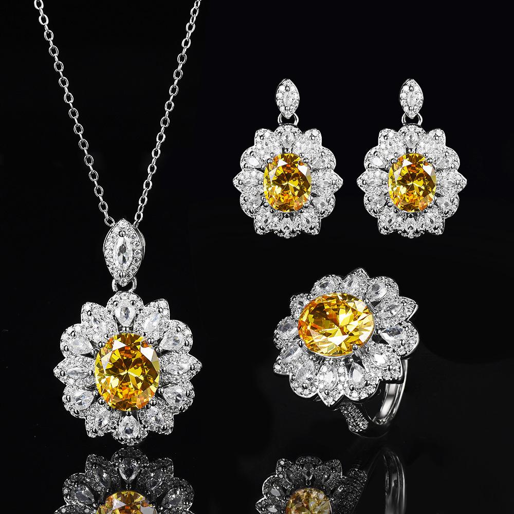 Hot mining explosion full of diamonds, colorful treasures, large flower necklaces, rings, European and American studs.