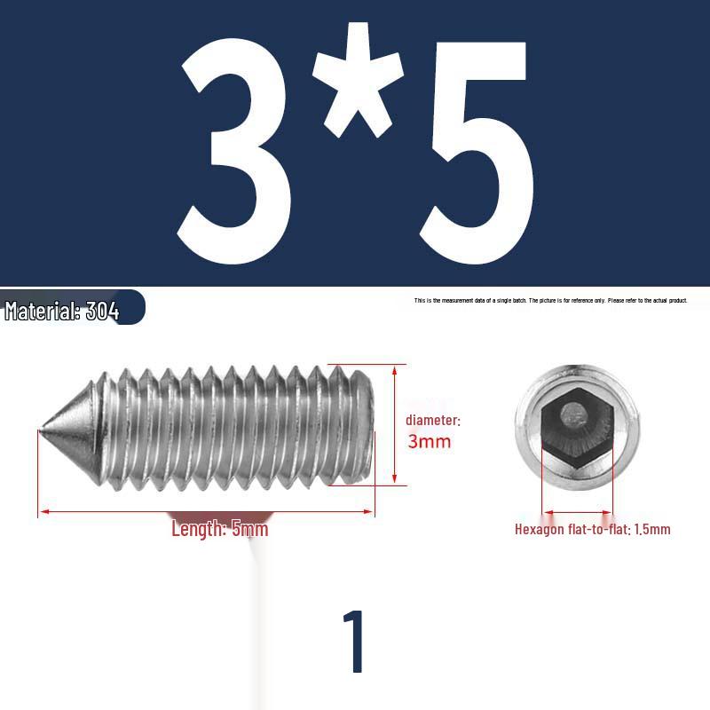 12.9 Edelstahl 304 Innensechskant Kegelspitze Gewindestift M2/M3