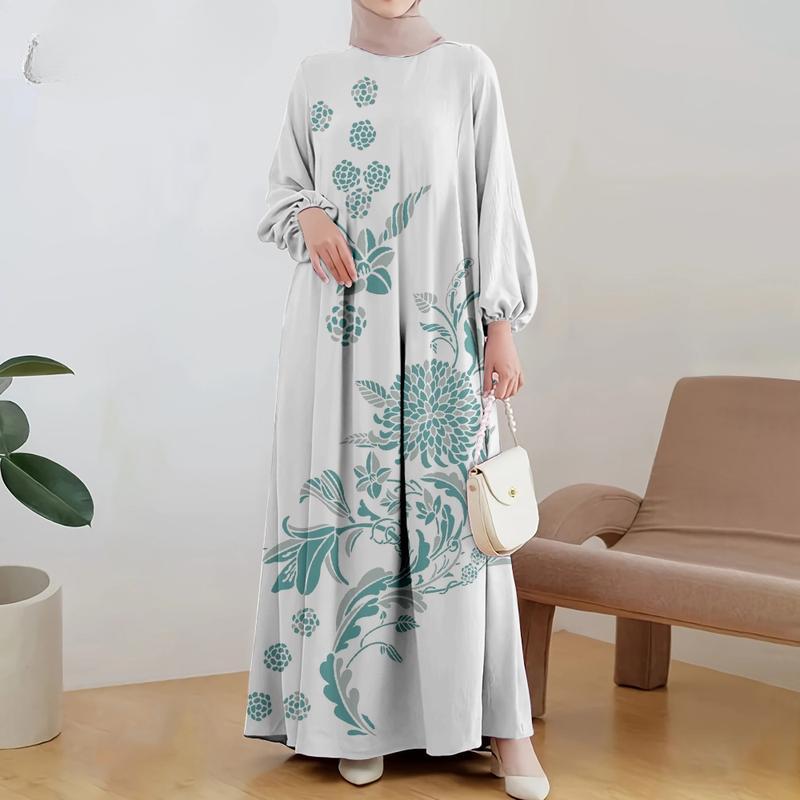 

Круглый вырез, модный, с принтом, солнцезащитный, дышащий, мусульманское женское платье, подходит для поездок на работу и отдыха 5XL бежевый