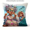 Whimsical Elderly CharacterPrinted Pillowcases for Unique Home Decor Sofa Seat Mattress Coverhome Decoration