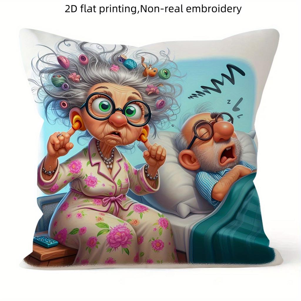 Whimsical Elderly CharacterPrinted Pillowcases for Unique Home Decor Sofa Seat Mattress Coverhome Decoration