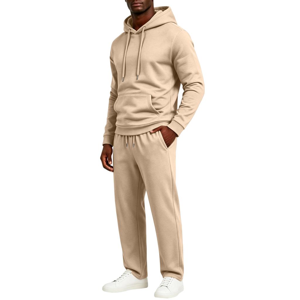 Men's Hoodie and Jogger Pants 2 Piece Outfit Set Casual Color Pullover Sweatshirt with Elastic Waist Tapered Leg Pants