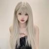 Sizuuenn Long Hair Lady Long Straight Bangs Blonde Platinum Off Gold Wig Small Face Natural Heat Resistant Wig High Temperature Hair Thread Cosplay