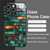 Creative Colorful Brick Texture Printed Tempered Glass Phone Case for IPhone 17 16 Pro Max 15 14 Plus 13 12 Mini 11 PROMAX Cover