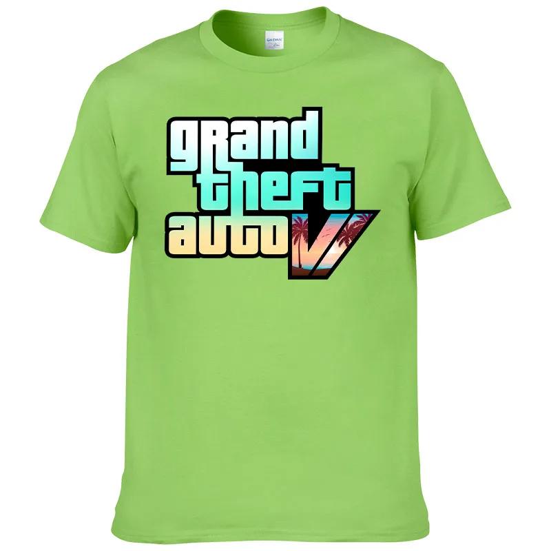 2023 Sommer Neues Herren T-Shirt Grand Theft Auto Gta Spiel Print T-Shirt 100% Baumwolle Rundhals Top Street Kurzärmlig F118