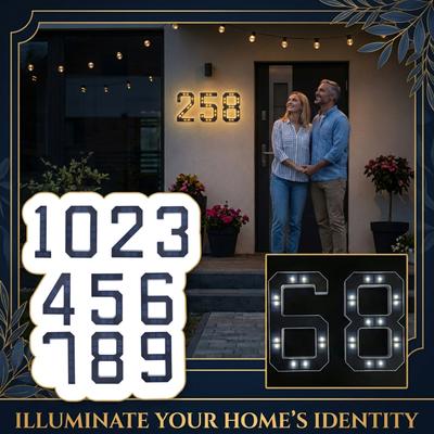 Solar Lighted House Numbers For Outside, Light Up  LED Address Signs For Houses   Digital Version