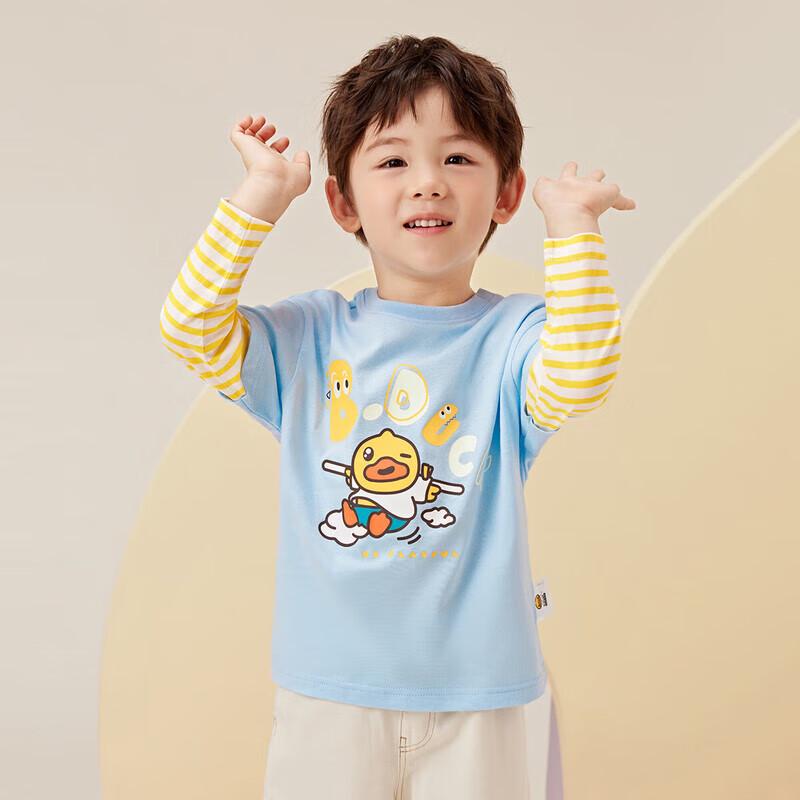 B.Duck Boys' Cartoon Striped Long Sleeve Top