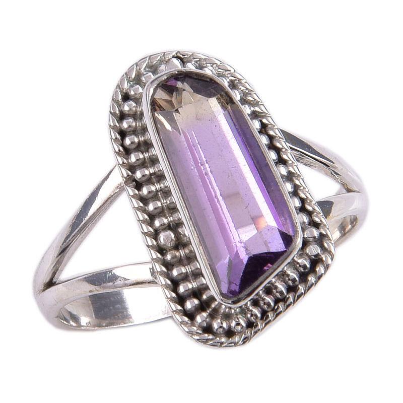 Natural Ametrine Gemstone 925 Solid Sterling Silver Jewelry Ring Size 10 M9D00