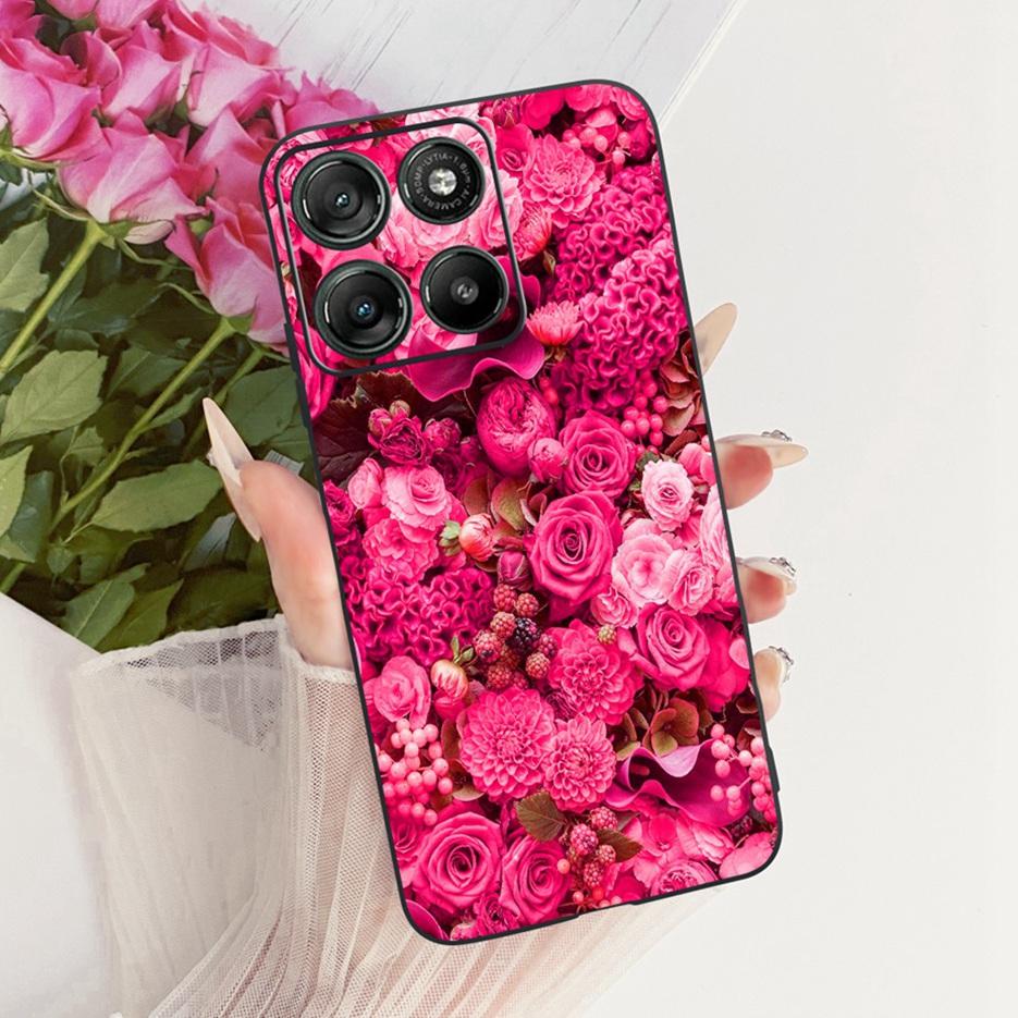 Für Motorola Moto G17 Power Case Moto G15 Niedliche Katze Blumen Bemalte Hülle Weiche TPU Handyhülle Für Motorola G15 Power MotoG17 Taschen