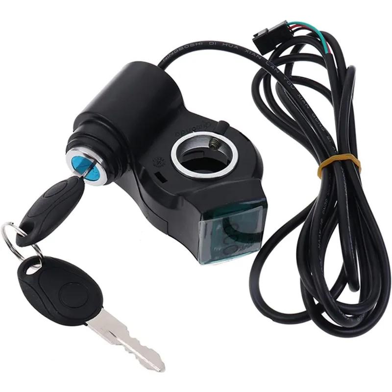 Electric Bicycle Thumb Throttle Voltmeter Digital with Key Lock E-Bike Finger Thumb Throttle Voltage Display Switch Power