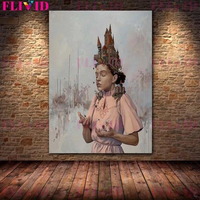 Butterfly Fairy,Mermaid Lady,Chessboard Queen Wall Art Canvas Painting Thorn Witch Surreal Art Poster And Print Home Decoration No Frame