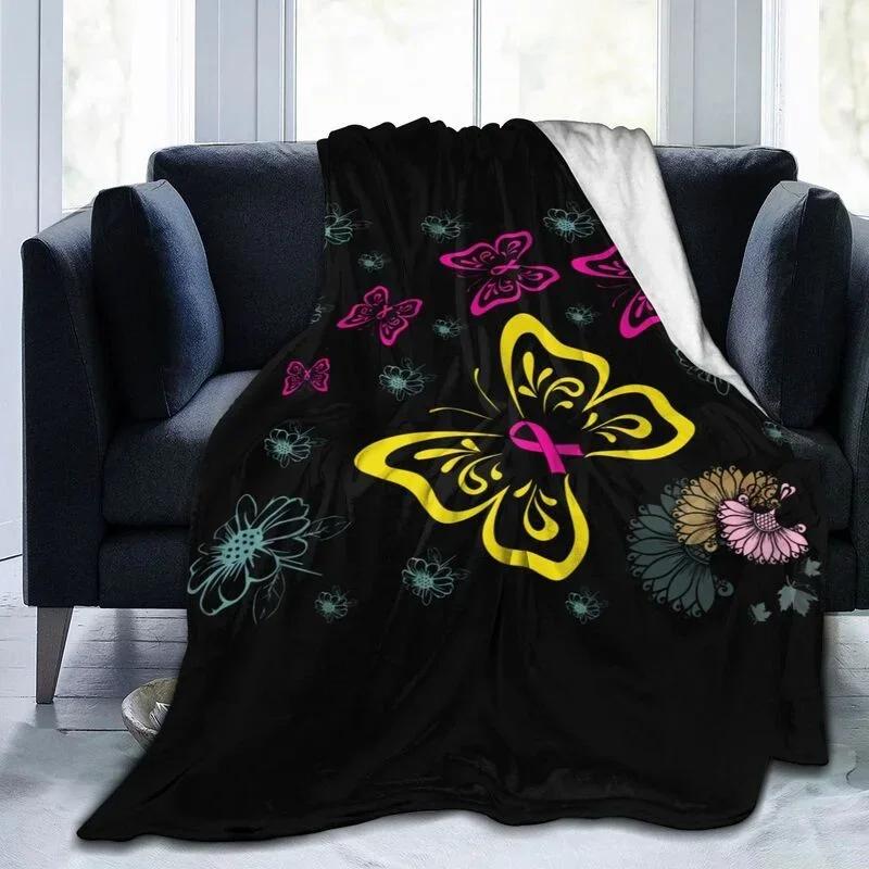 Butterfly Throw Blanket Smooth Lightweight Soft Print Blanket for Travelling Camping Gift Kid Adult Flannel Fleece Blanket Queen