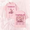 Black Double-Sided Cardi B "Little Miss Drama Tour" T-Shirt with Pink Portrait and Full Tour Dates Print for Hip-Hop Fans