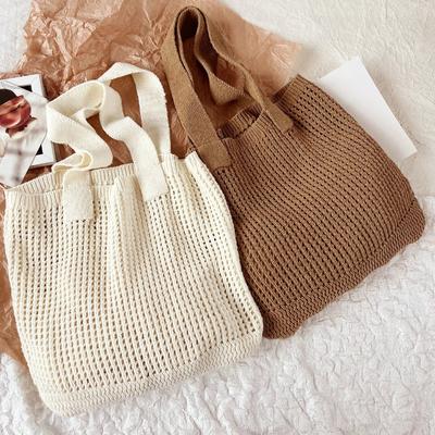 Sacs à bandoulière tricotés pour femmes et filles, style rétro, creux, tissés, grande capacité, sacs à main au crochet