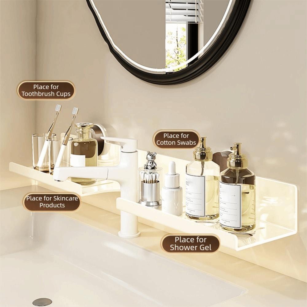 No-Drill Kitchen Floating Shelf Organizer Suction Cup U-Shaped Storage Rack  Laundry Sink