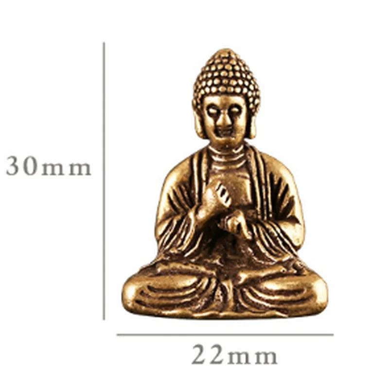 Statuie Mini Portabilă Vintage din Alamă cu Buddha, de Buzunar, Figurină Buddha Așezat, Sculptură, Ornament Decorativ pentru Birou Acasă