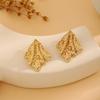 High-End Metal Heart Butterfly Flower Earrings with Exaggerated Pleated Texture