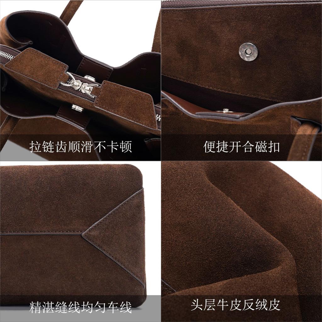 Leather women's tote bag large capacity fashionable personalized underarm bag suede high-end simple handbag shoulder bag