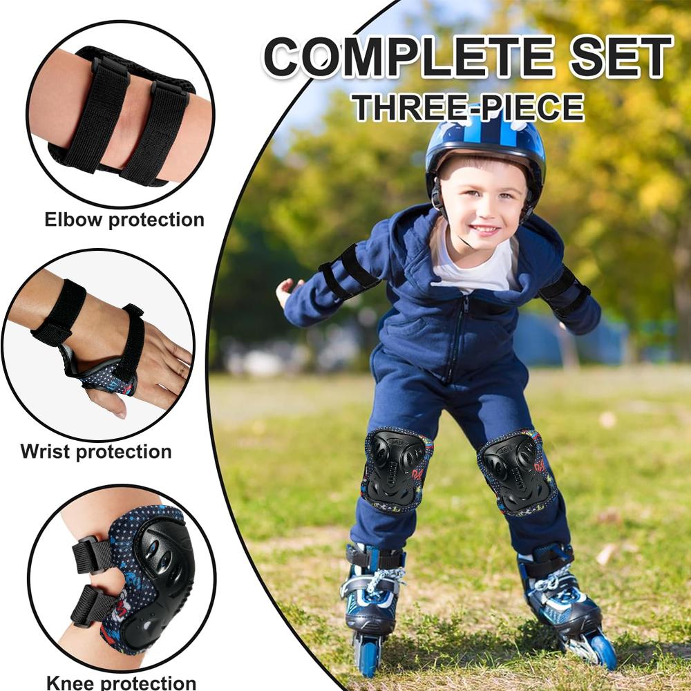 6Pcs Knee Pads,Elbow Pads & Wrist Guards For Kids - Protective Gear For Skateboarding,Rollerblade,Scooter - Multi Sport Pad Set